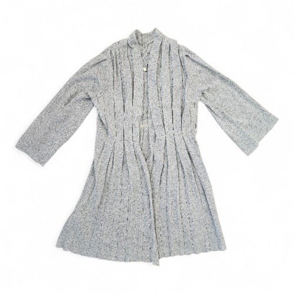 MOTH ANTHRO Light Gray Pleated Avantgarde Angora blend Open Cardigan sz M
